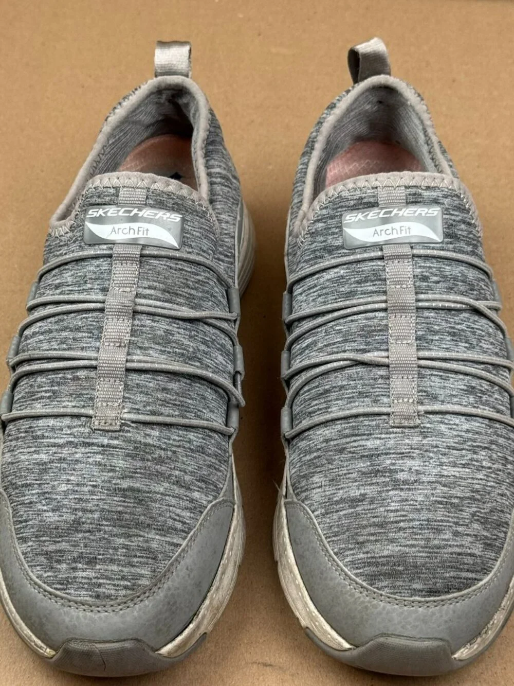 Women's Skechers Arch Fit Slip On Gray Sneakers Shoes Size 8